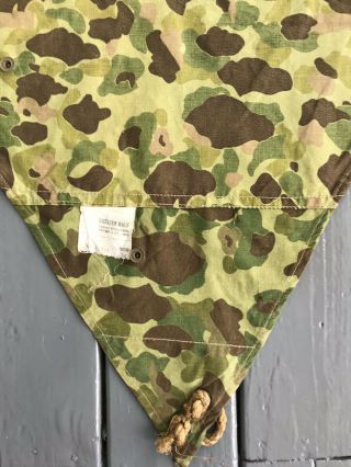 Ww2 Earliest Usmc Camouflage Shelter Half With Tag “powers & Co.  - 1942”