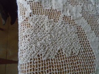 LARGE HAND WORKED COTTON FILET LACE TABLECLOTH - 57 X 100 INCHES - STUNNING DESI 4
