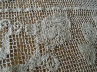 LARGE HAND WORKED COTTON FILET LACE TABLECLOTH - 57 X 100 INCHES - STUNNING DESI 5