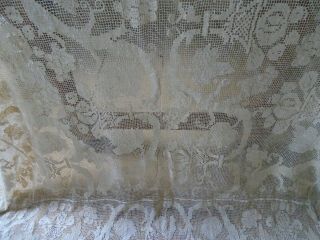 LARGE HAND WORKED COTTON FILET LACE TABLECLOTH - 57 X 100 INCHES - STUNNING DESI 7