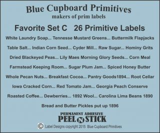 Favorite Prim Labels Set C Jelly Cupboard 26 Pantry Labels 3