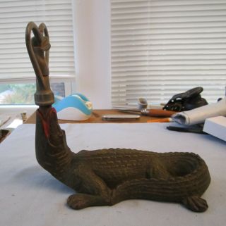 Vintage Alligator Cast Iron Lawn Sprinkler Good Paint Antique Door Stop