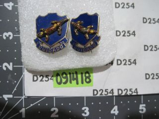 Army Crest Di Dui Pb Pinback Ww2 Era 158th Infantry Division Pair I - 0 Sunburst 2