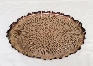 19th Century 14” Hand Hammered Arts & Crafts Oval Copper Tray