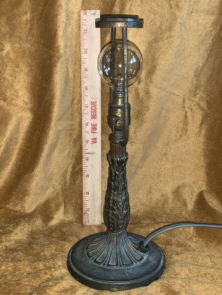Antique Bradley & Hubbard Signed Slag Glass Boudior Lamp Deco Art Craft 3