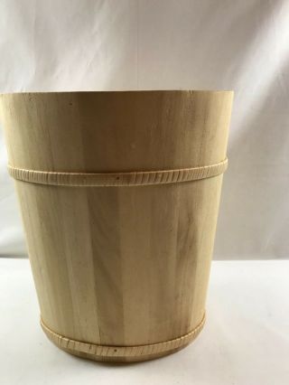 Vintage Light Colored Wood Sm.  Bathroom Trash Can Waste Basket