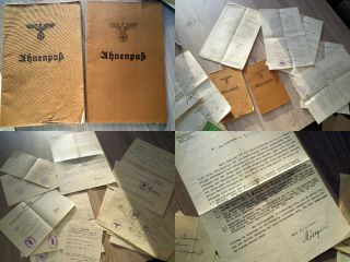 Dokumenten - Konvolut: Ahnenpass,  Ahnentafel (blanko),  Drittes Reich,  Wwii,  Wwi