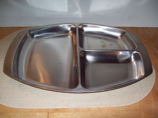 Vintage Kalmar Designs Of Italy Stainless Steel Divided Serving Dish Platter Guc
