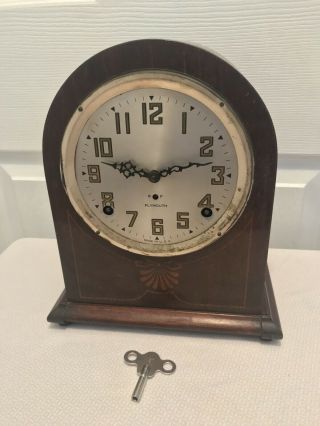 Vintage Plymouth Seth Thomas 8 Day Tambour Tombstone Clock No Front Door