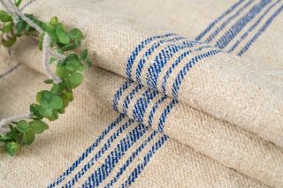 Grain Sack Fabric Blue Stripes Pillow Cover