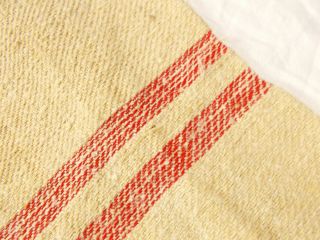 Perfect Vtg Antique Red Stripe European Hemp Linen Feed Sack Grain Bag 20x51