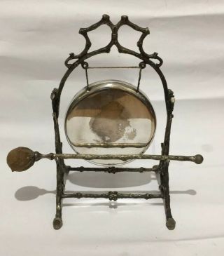 Antique Silver Plated Victorian Dinner Gong With Striker