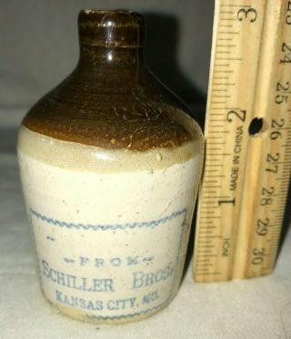 Antique Schiller Bros Kansas City Mo Missouri Stoneware Mini Jug Vintage Crock