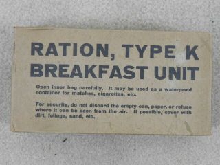 Rare Vintage Ww 2 U.  S.  Army Ration,  Type K Breakfast U
