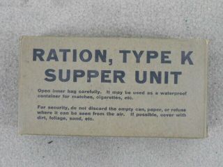 Rare Vintage Ww 2 U.  S.  Army Ration,  Type K Supper Unit