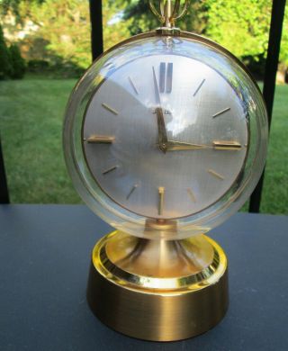 Vintage Lord Elgin Natl Watch Co Atomic Sphere Retro Mcm Brass Gold Ball Clock