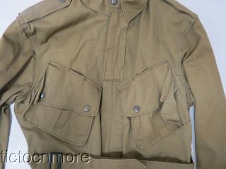 US WWII US AIRBORNE PARATROOPER JUMP JACKET SIZE 40R & OVERSEAS CAP HAT 4