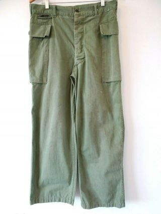 Vtg 40s Ww2 Us Military Army Green Hbt Combat Cargo Trousers Pants Size 33 X 30
