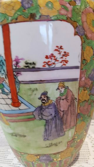 LARGE VINTAGE/ANTIQUE CHINESE FAMILLE ROSE VASE HAND PAINTED 5