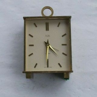 Rare Vintage 4.  5 " Brass Elgin Shelf Alarm Clock Wind Up Germany Deco Look Wow Nr