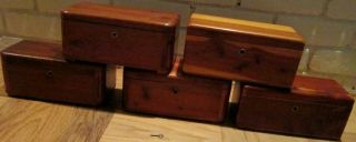 5 Lane Vintage Miniature Cedar Chests With Feet - Salesman Samples
