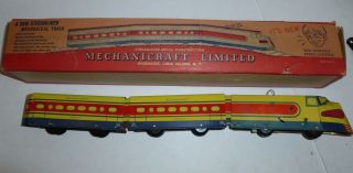 Mechanicraft Limited Articulated Wind Up Streamliner Train Rare