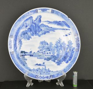 A VERY FINE CHINESE 19TH CENTURY BLUE & WHITE LANDSCAPE PLATE 2
