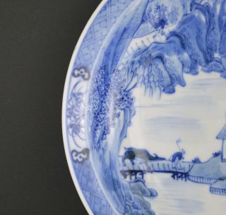 A VERY FINE CHINESE 19TH CENTURY BLUE & WHITE LANDSCAPE PLATE 5