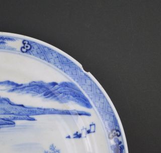 A VERY FINE CHINESE 19TH CENTURY BLUE & WHITE LANDSCAPE PLATE 6