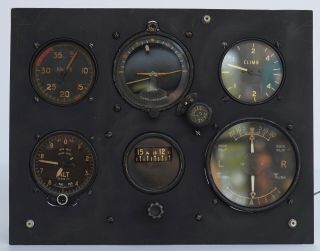 Wwii Raf Rcaf Salvage Spitfire Blind Flying Dash Panel & Gauges Parts