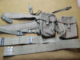 U.  S.  Army Vietnam War Era Field Gear Set,  Suspenders,  Web Belt And Ammo Pouches