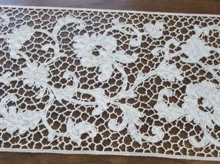 Length Of Antique Lace Over 12 Feet Long 9.  5 Inches Wide Linen Flowers X421