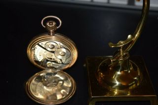 Stunning Antique/Vintage Waltham Gold Pocket Watch w/Display Stand 2