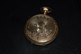 Stunning Antique/Vintage Waltham Gold Pocket Watch w/Display Stand 5