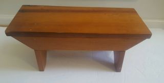Vintage Country Primitive Wooden Foot Stool - Wooden Oak 16 " X 6.  5 " X 7 " High