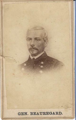 Confederate General P.  G.  T.  Beauregard Csa Cdv Monumental Photo Co Baltimore