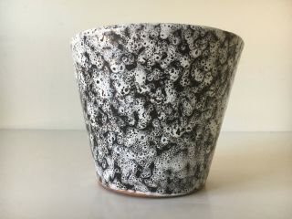 Vintage Mid Century Brown & White Lava Glazed Flower Pot Planter Modern 4 " H