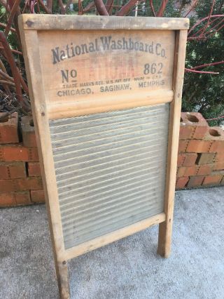 National Washboard Co No.  863 Glass Old Wash Board Memphis Saginaw Chicago Usa