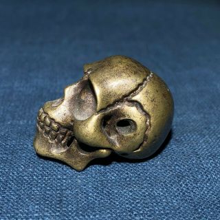 Chinese Rare Collectible Antique Old Solid Brass Pure Handwork Skull Head Statue