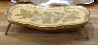 Vintage Italian Toleware Florentine Ornate Gold Wood Breakfast Tray Table