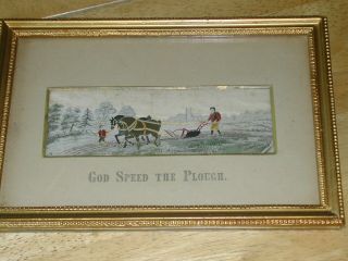 T Stevens Silk Stevengraph " God Speed The Plough " Farming - Framed -