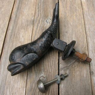 Old Large And Heavy Cast Iron Fish Door Knocker