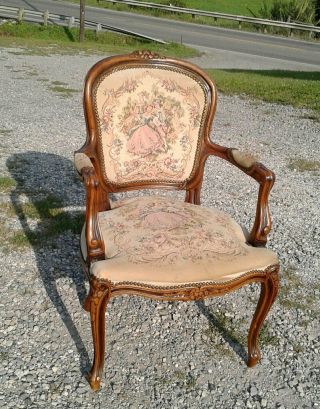 Tapestry Arm Chair French Provincial Chateau D’ax Made In Italy 1950 Vintage