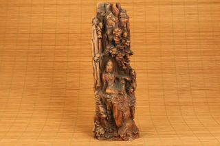 Unique Chinese Old Boxwood Hand Carved Tree Buddha Kwan - Yin Statue Figure