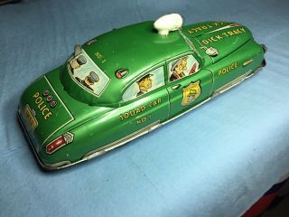 Vintage Litho Dick Tracy Squad Car No 1 Wind Up Friction Tin 3