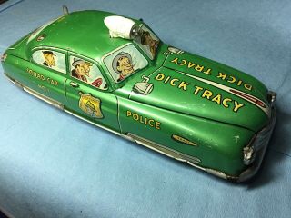 Vintage Litho Dick Tracy Squad Car No 1 Wind Up Friction Tin 4