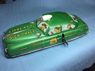 Vintage Litho Dick Tracy Squad Car No 1 Wind Up Friction Tin 6
