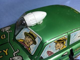 Vintage Litho Dick Tracy Squad Car No 1 Wind Up Friction Tin 8
