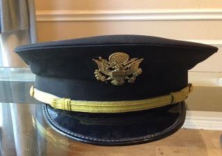 Black Military Police Hat E Pluribus Unum Vintage Large 7 3/8 Sergeant Major