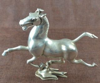 China Old Cooper - Plating Silver Hand - Made Horse And Swallow Statue D02